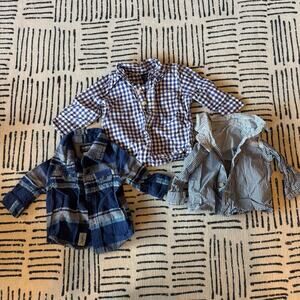 Checkered Kids Shirt Set - Blue, Purple, and White 6 Months